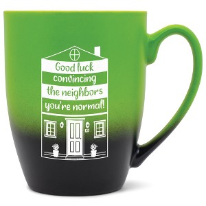 Elanze Designs 12 Ounce Ceramic Decorative Laser Engraved Giftable Novelty Tea Coffee Cup Mug Green and Black Good luck convincing the neighbors - 1 of 4