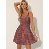 Allegra K Women's Plaid Zipper Front Strap Sleeveless Mini Party A-Line Dress - 2 of 4