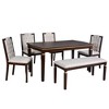 Merax Elegant 6-Piece Dining Set with Tufted High-Back Chairs & Bench - 4 of 4