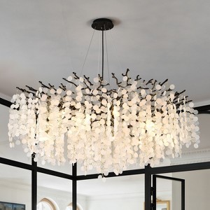 BAOURE Modern Black Tree Branch Chandelier 14-lights, 39.37in Linear Pendant Light Fixture for Dining Living Room Entryway Foyer Stairway Bedroom - 1 of 4