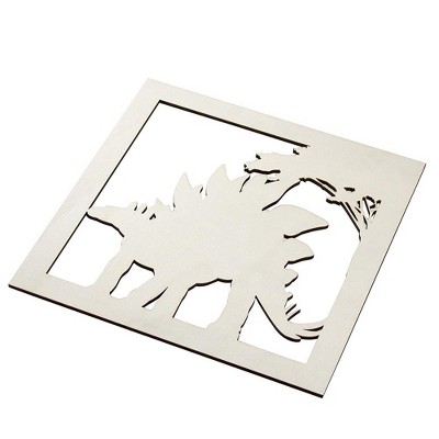Genie Crafts 2-Piece Unfinished Wood Stegosaurus Cutout Wall Art Decor for Painting, DIY Crafts, 11.6 x 0.2 in