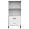 vidaXL Bookcase with 2 Drawers White 23.6 in.x13.8 in.x50.6 in. Solid Wood OSLO - 4 of 4