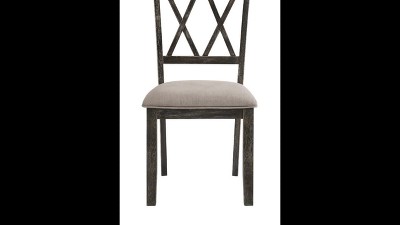 Weathered Gray Linen Upholstered Side Chair with Cross Back Design