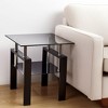 HomeRoots Black Glass and Metal Square End Tables With Shelf - 2 of 4