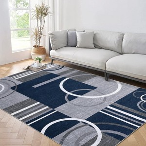 Modern Geometric Rugs, Machine Washable Low Pile Non-Slip Rugs, Modern Stain Resistant Indoor Rugs, Living Room, Bedroom - 1 of 4