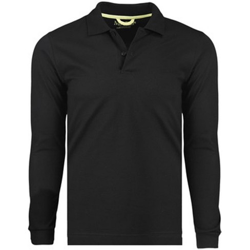 Marquis Men's Black Slim Fit Long Sleeve Jersey Polo Shirt, Size - X ...