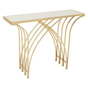 Metal and Mirror Art Deco Console Table Gold - Olivia & May