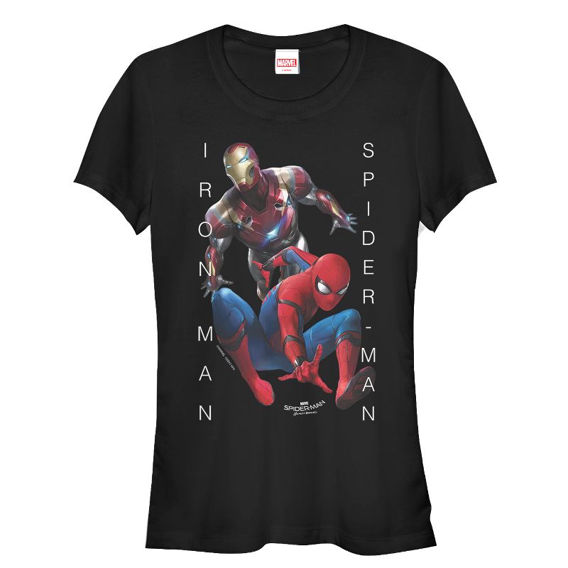 Juniors Womens Marvel Spider-Man: Homecoming Iron Man Action T-Shirt, 1 of 4