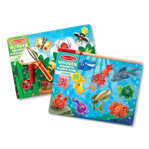 Melissa & Doug Magnetic Wooden Puzzle Game Set: Fishing And Bug