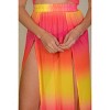 Slickblue Women's High Split Maxi Skirt, Sheer Mesh Jersey, Stretch Fit, Partywear Style, White/Yellow Multi, Size S-L - 2 of 4