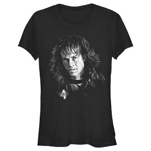 Juniors Womens Stranger Things Eddie Munson Black and White T-Shirt - 1 of 4