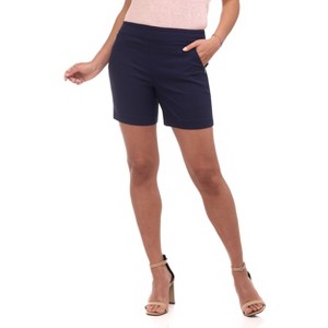Rekucci Women's Comfort Fit Woven Riviera Shorts with Zipper Pockets - 1 of 4