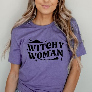 Simply Sage Market Women's Witches Woman Broom Short Sleeve Graphic Tee - 1 of 4