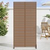 Lirago 72 in. Galvanized Metal Outdoor Privacy Screens Garden Outdoor Fence Brown - 2 of 4