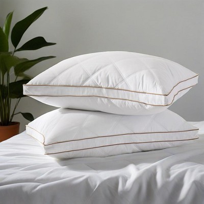 Peace Nest Medium-Firm Goose Feather Down Bed Pillows Set of 2 with 1.5 inch Gusset