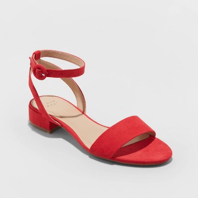 red wide width sandals