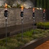 4-Piece Torch Set 45-Inch Adjustable Metal Tiki Torches for Outside with Refillable Canisters for Mosquito Repellent or Oil by Pure Garden (Black) - 2 of 4