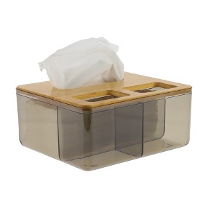 Unique Bargains Convenient Bamboo Wood Lid Tissue Box 1 Pc - 1 of 3