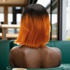 Unique Bargains Women's Straight Long Hair Wig 4x4x1in 180 Real Human Hair Orange Black 1 Pc - 3 of 4