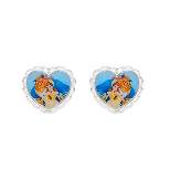 Disney Princess Beauty and the Beast Silver Plated Belle Heart Stud Earrings