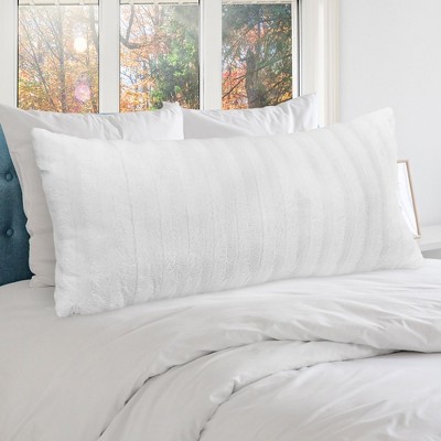 White Faux Fur Reversible Body Pillow 18" x 40"