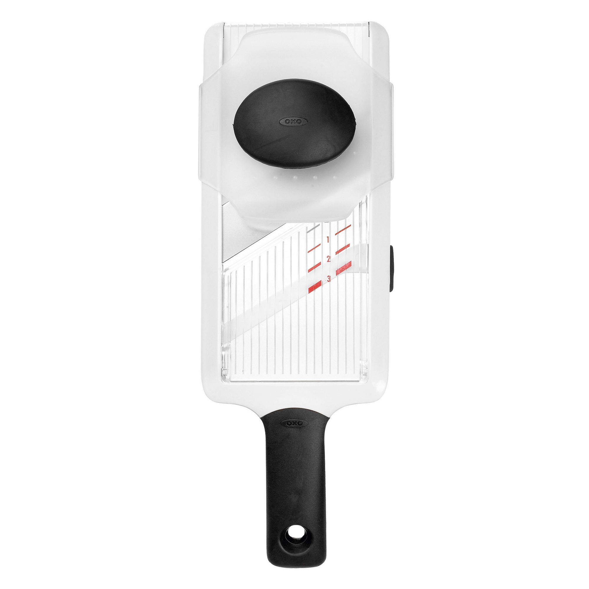 OXO Handheld Mandoline: White Kitchen Slicer, Dishwasher-Safe, ABS & Silicone, 11.3" Height, 1 Blade, 2 Pieces