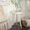 Coastal Compass Metal Accent Table White - Olivia & May: Round Glass Top, Nautical Beach Style - 2 of 4