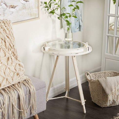 White metal clearance accent table