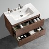 FAMYYT 30 in. Single Sink Floating Walnut Bath Vanity with White Ceramic Top (Assembled), DTC Soft-closing Drawers - 2 of 4