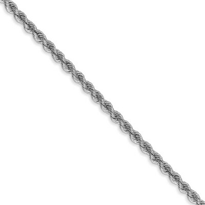 Black Bow Jewelry 2.5mm, 14k White Gold, Handmade Solid Rope Chain Necklace