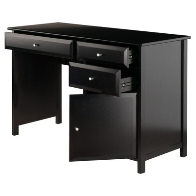 Winsome Transitional Black Wood Home Office Desk with Filing Cabinet