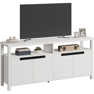 Farmhouse TV Stand for TVs up to 70 Inch, 63 Inch Long Entertainment Center with 4 Door and Open Shelf, Rustic Television Media Consoles Stands - 1 of 4