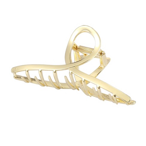 Unique Bargains Women Metal Hair Clips Barrettes Jaw Clamp Strong Hold  Fashion Beauty Hair Pins Gold Tone 