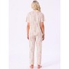 INSPIRE CHIC Women's Longewear Button Up Tencel Floral Ink Wash Pattern Short Sleeve Notched Collar Pants Set with Pockets - 4 of 4