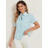 INSPIRE CHIC Women's Retro Dots Print Bow Tie Peter Pan Collar Chiffon Blouse - 2 of 4