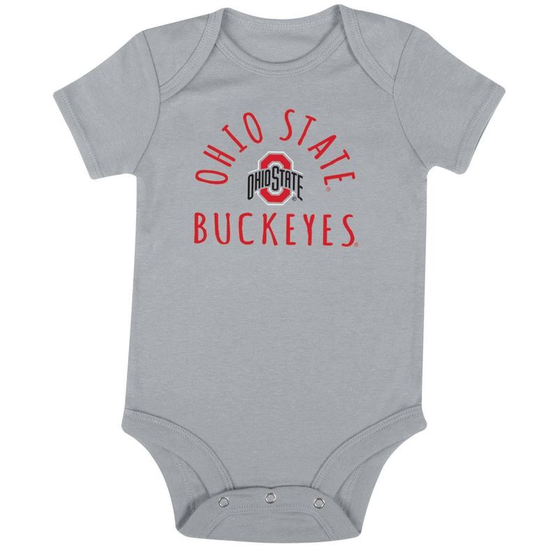 NCAA Ohio State Buckeyes Infant Boys&#39; Short Sleeve 3pk Bodysuit Set, 3 of 5