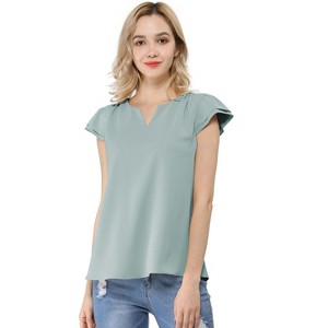 INSPIRE CHIC Women's Work Business Casual Plain Cap Sleeve Blouse - 1 of 4
