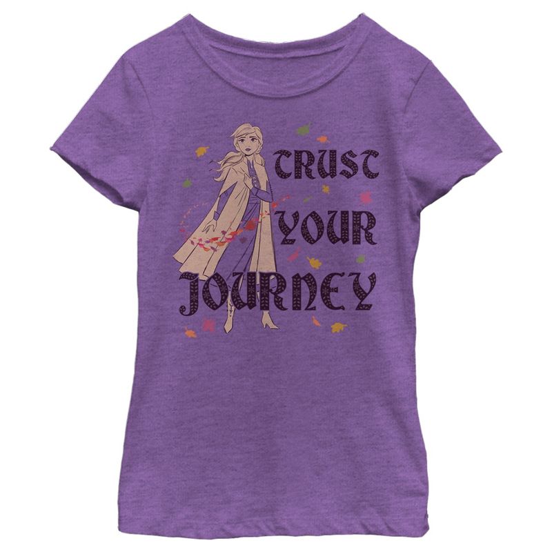 Girl's Frozen 2 Anna Trust Your Journey Pattern Fill T-Shirt, 1 of 4