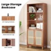NicBex Tall Bookcase with Rattan Doors,5-Shelf Freestanding Storage Cabinet,Bookshelf for Living Room,Bedroom,Home Office - 4 of 4
