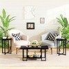 Hooseng 3 PCS Coffee Table Set Rectangle Coffee Table and 2 PCS Round End Tables Metal Frame and Particle Board Tabletop - 3 of 4