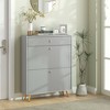 Munora - 31.5"W Narrow Shoe Storage Cabinet with Wave Panels - Fits 12 Pairs, Adjustable Shelves - Gray - 2 of 4