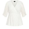 Women's Plus Size Christa Lace Top - ivory | CITY CHIC - 4 of 4