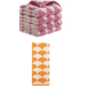 REGALWOVEN 5 Pack Cotton Soft Absorbent Geometric Pattern Hand Towels 13" x 29" - 1 of 4