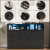 Dresser for Bedroom , 7 Drawer Wooden LED Dresser with 2 Open Storage Cubbies, Wide Chest of Drawer for Living Room, Closet, Kids Room - 4 of 4