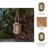 Beaded Wooden Lantern with Rope Handle Rustic Wood Casual Home Decor for Living Room, Bedroom, or Office - 11" Brown - 3 of 4