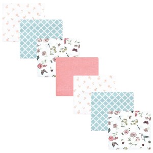 Hudson Baby Infant Girl Cotton Rich Flannel Receiving Blankets Bundle, Hummingbird Garden, One Size - 1 of 4