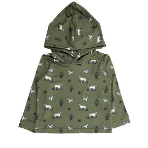 RuggedButts Baby Boys Performance Hooded Shirt - Pond Pups, 3-6m - 1 of 2