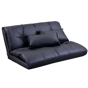 NicBex 43 In PU Leather Folding Sofa Lazy Sofa Convertible into Bed Futon Sofa with 2 Pillows Adjustable Backrest - 1 of 4