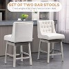 Beige 27" Swivel Bar Stools (Set of 2), Counter Height, Linen Upholstery and Button Tufted Design - 3 of 4
