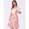 INSPIRE CHIC Women's Floral Ruffle Elastic High Waist Button Flowy Split Skirt - 2 of 4